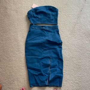 Denim skirt and shirt